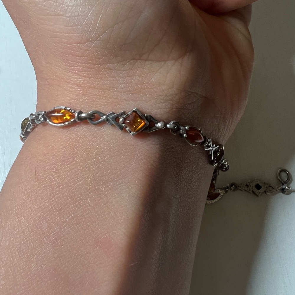 Vintage Silver Amber Bracelet